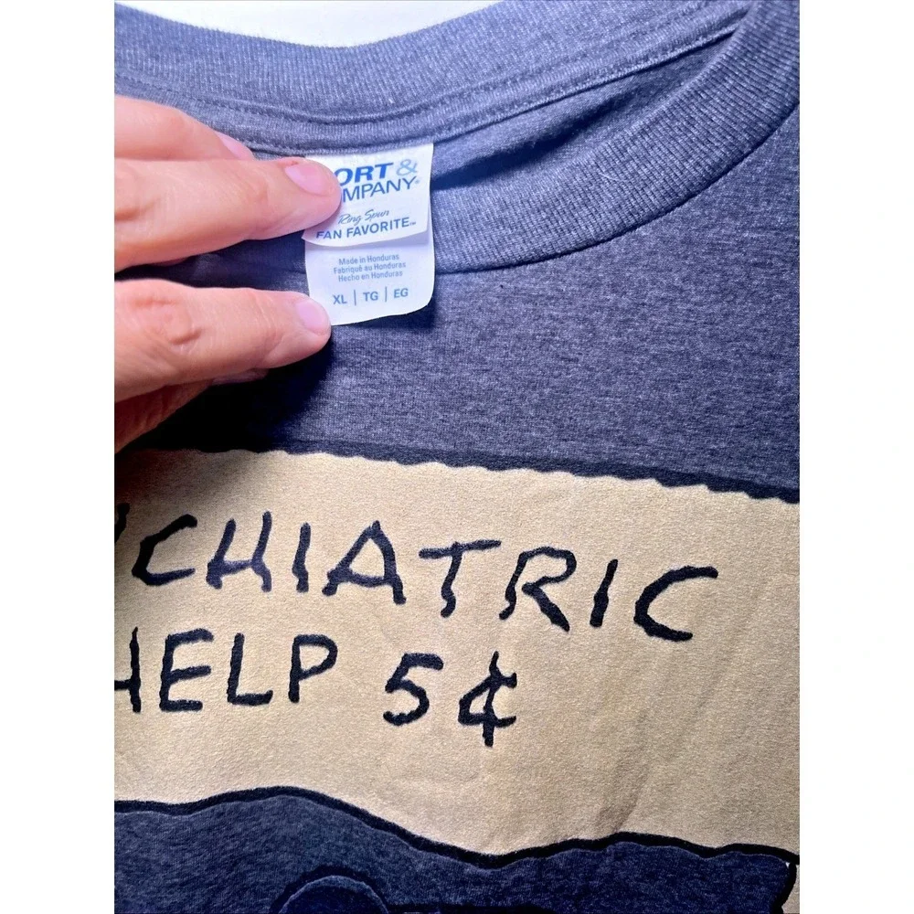 Peanuts Lucy Psychiatric Help 5 Cent Graphic Tee Shirt XL Gray Charlie Brown - Picture 3 of 7